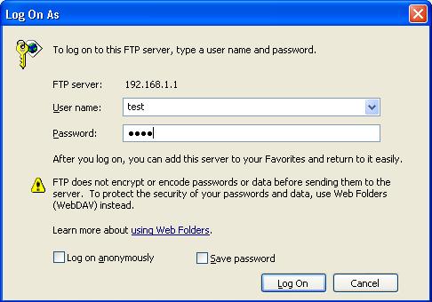 computer ftp login to access network drive