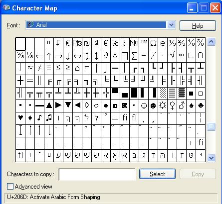 windows xp character map program